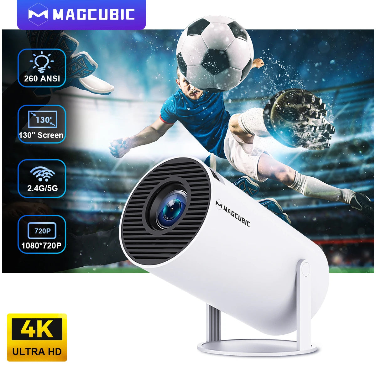 Portable Projector 180° 4K Cinema