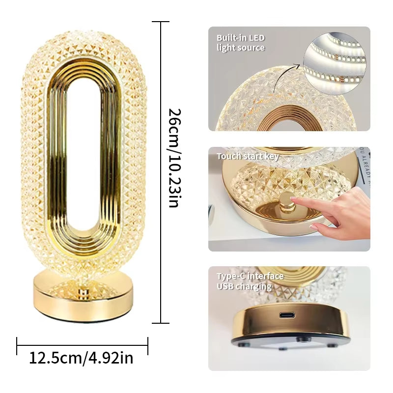 Luxury Oval Crystal Table Lamp