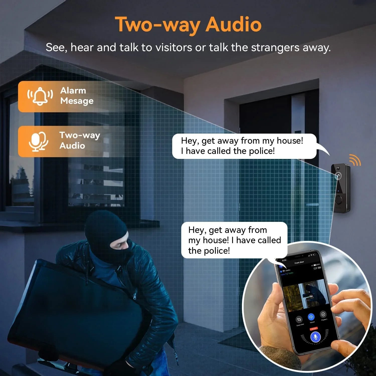 Smart Doorbell Video Camera - Black