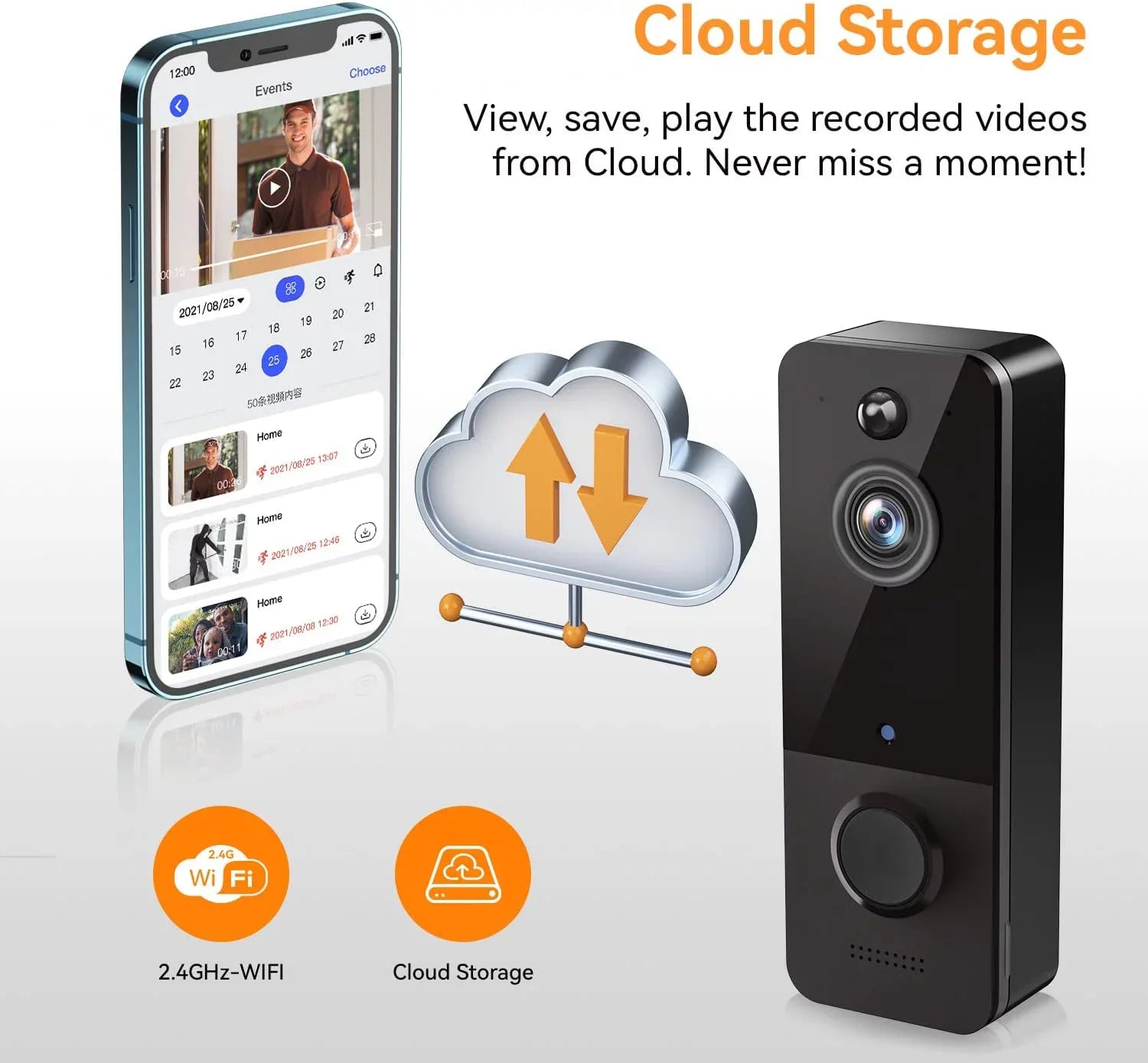 Smart Doorbell Video Camera - Black